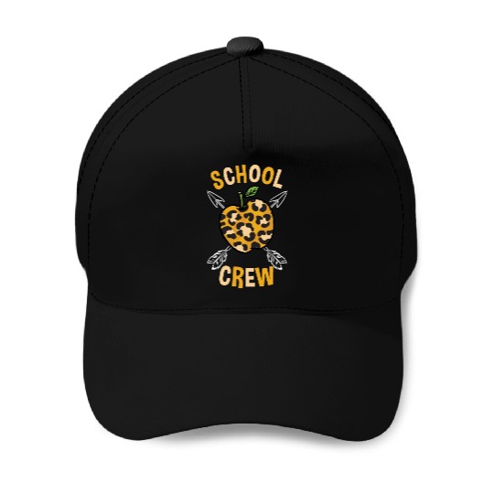 School Back To School Crew Leopard Print Baseball Caps