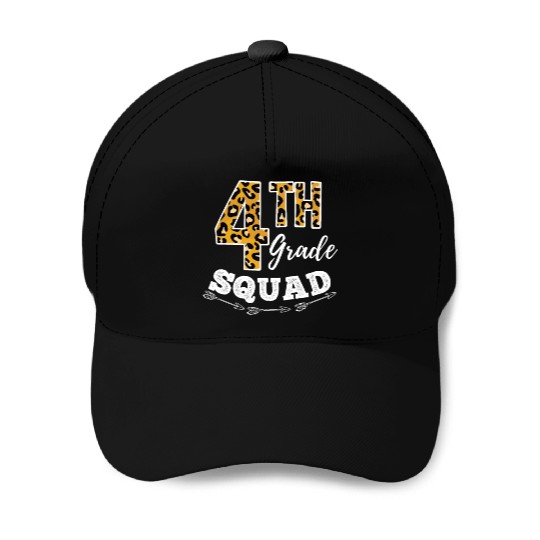 4th Grade Squad Leopard 4th Grade Teacher Baseball Caps