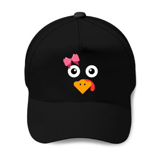Turkey Face Girl K Bow Running Pilgrim Trot Funny Baseball Caps