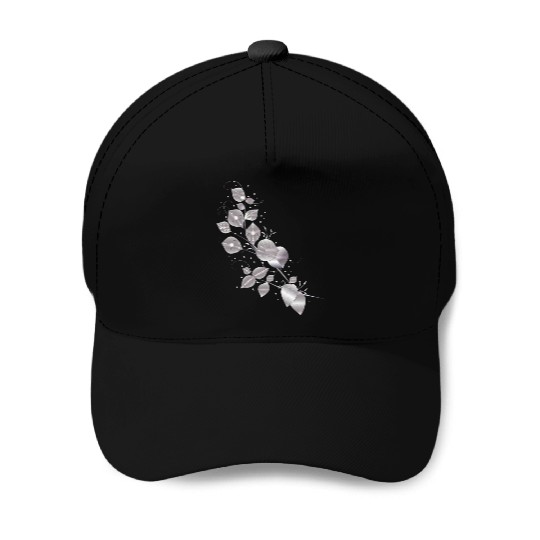 noble leaf tendril in metallic silver look Baseball Caps