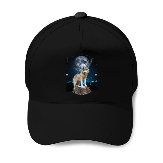 Wolf Moon Forest Wolves Nature Nature Liever Full Baseball Caps