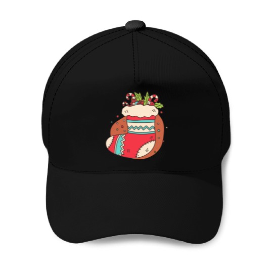 christmas sock with candy canes Baseball Caps