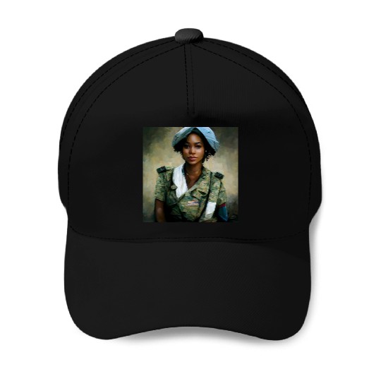 Beautiful US army combat medic painting Baseball Caps