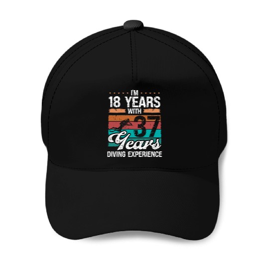 55 Birthday Idea Scuba Diving 55 Year Old Diver Baseball Caps