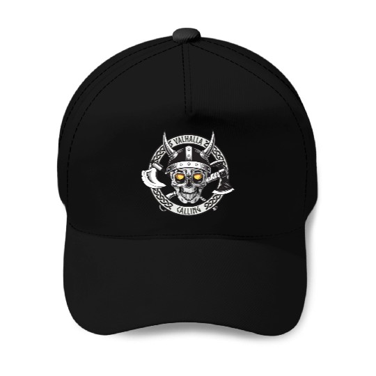 Valhalla Calling Skull And Axes Baseball Caps