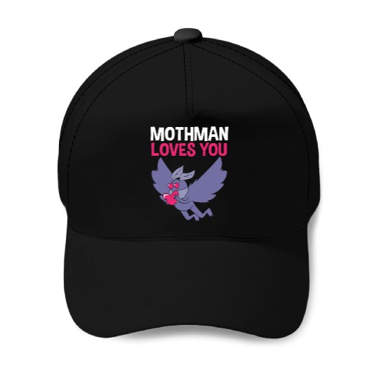 Mothman Loves You Valentines Day Cryptid For Women Baseball Caps