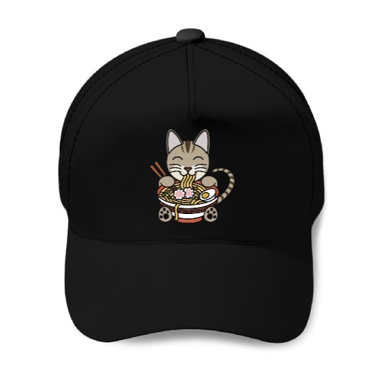 Devon Rex Cat Ramen Noodles Baseball Caps