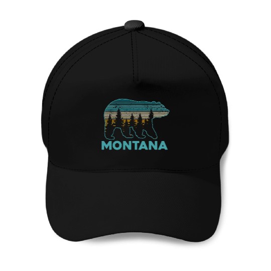 Montana Vintage Grizzly Bear Nature Hiking Souveni Baseball Caps