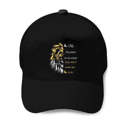Freedom Saying With Half Lion Face Baseball Caps