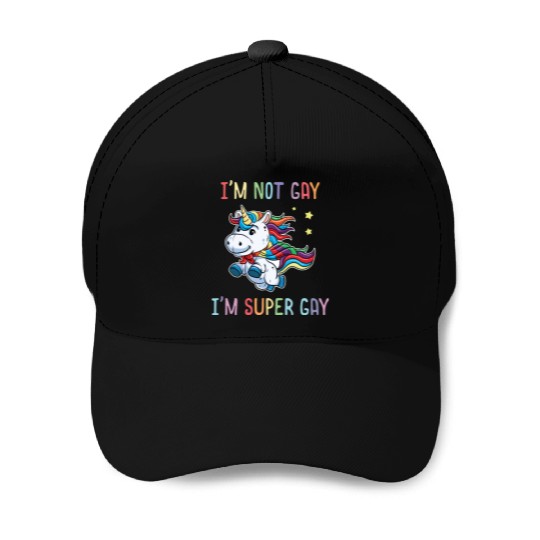 LGBT Funny Rainbow Unicorn Super Gay Lesbian Pride Baseball Caps
