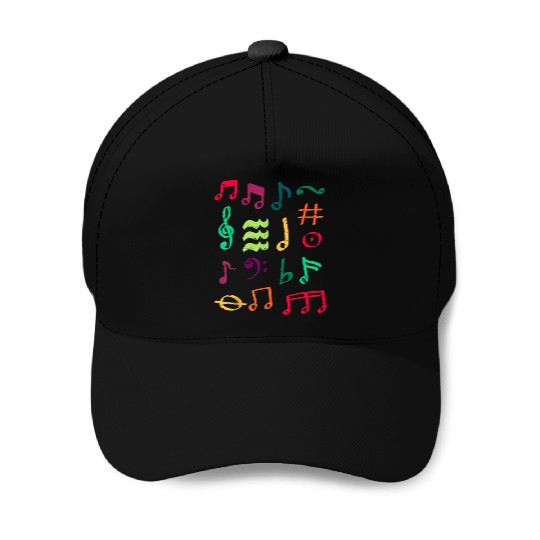 Colorful Musical Notes Symbol Music Teacher Baseball Caps