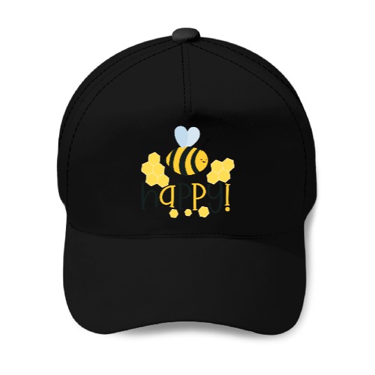 Bee Happy Honey bees Baseball Caps