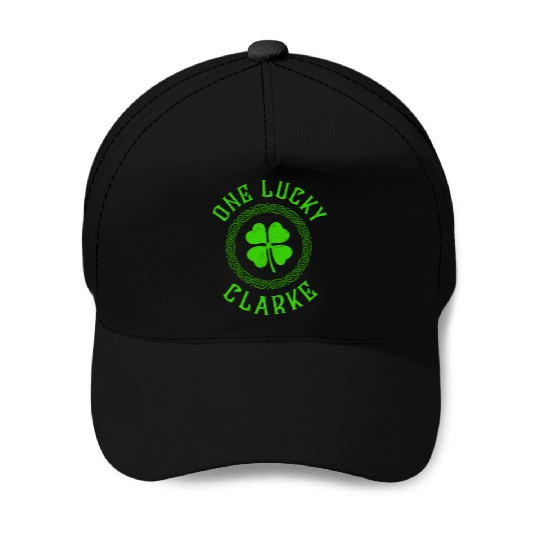 One Lucky Clarke Irish Family 4 Leaf Clover Baseball Caps