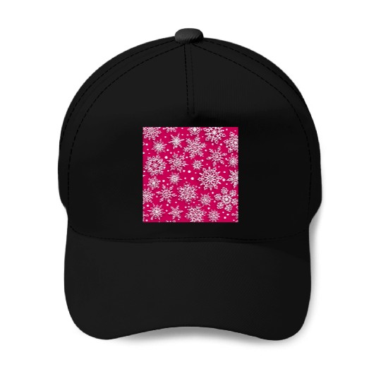 Elegant Pink Snowflakes Pattern Baseball Caps