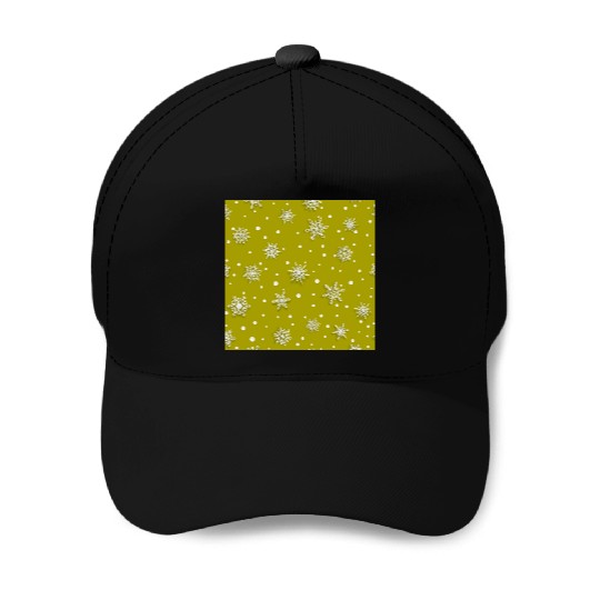 Yellow Snowflakes Pattern Baseball Caps