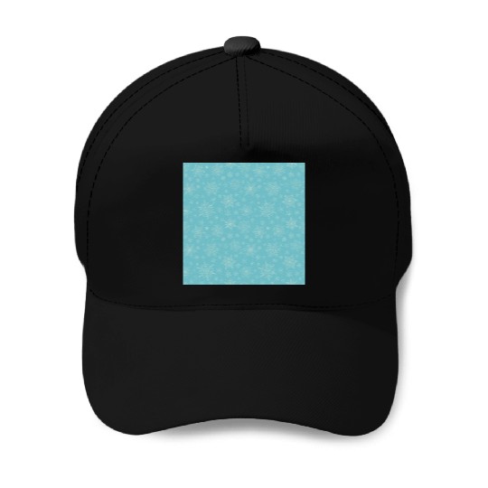 Teal Snowflakes Pattern Baseball Caps