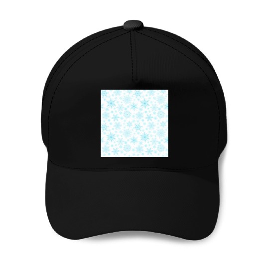 Modern Snowflakes Pattern White Teal Baseball Caps