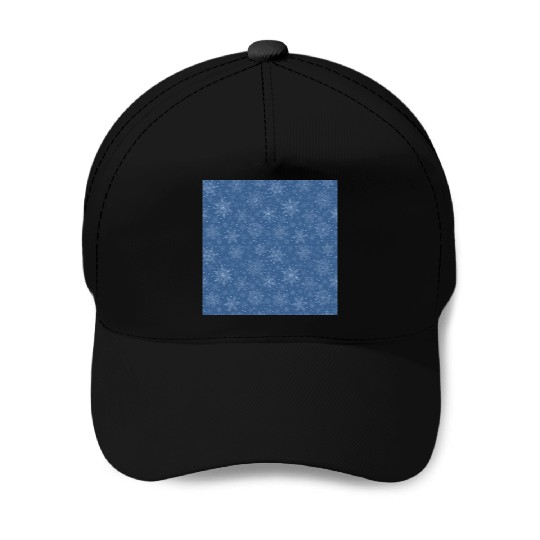 Elegant Blue Snowflakes Pattern Baseball Caps