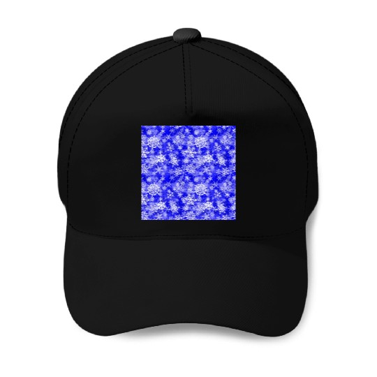 Navy Blue White Snowflakes Pattern Baseball Caps
