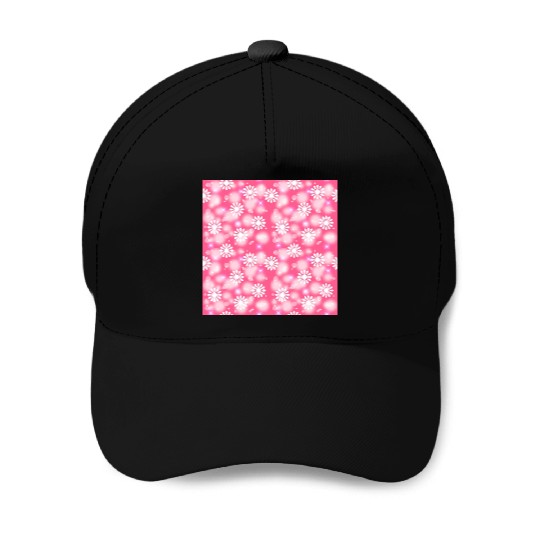 Pink White Snowflakes Pattern Baseball Caps