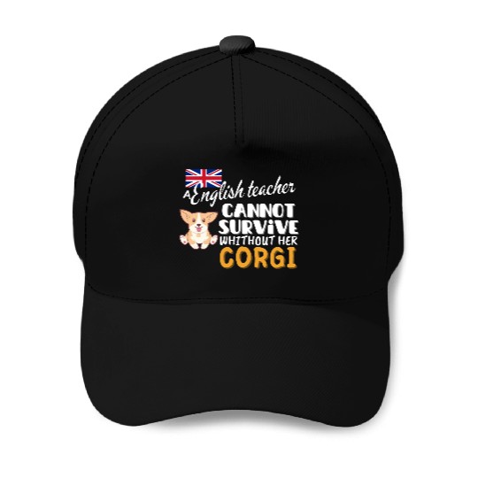 English teacher gift idea for women dog Corgi Baseball Caps