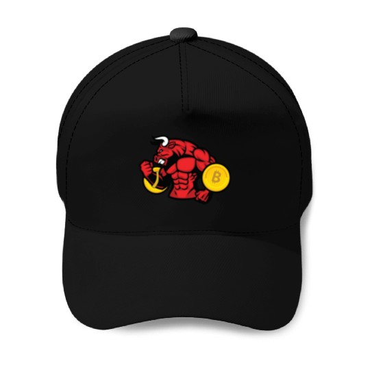 Bitcoin lover Bull BTC logo Crypto lover Hodl Baseball Caps