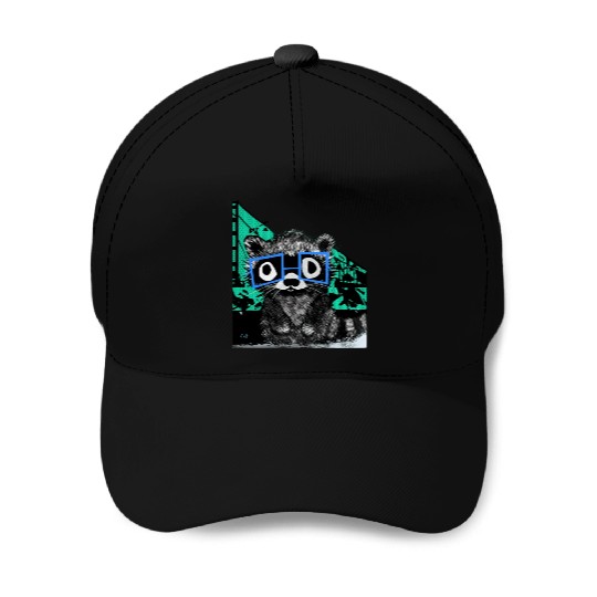 Raccoon #3 Mary Jane Bookworm Baseball Caps