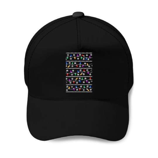 Christmas Garland Lights Retro Pixel Pattern Baseball Caps