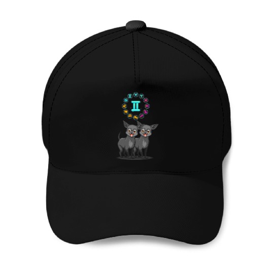 Funny Dog Lover Horoscope Gemini Zodiac Sign Cool Baseball Caps