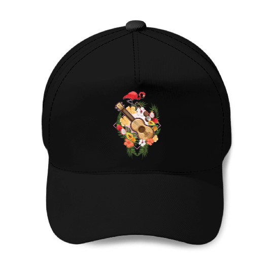 Ukulele Flamingo Guitar Hawaii Baseball Caps