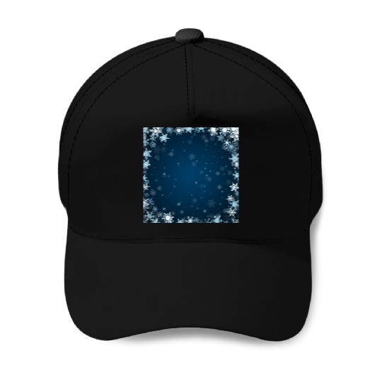 Navy Blue White Snowflakes Pattern Baseball Caps