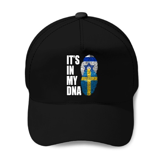 Israel And Swedish Mix Heritage DNA Flag Baseball Caps