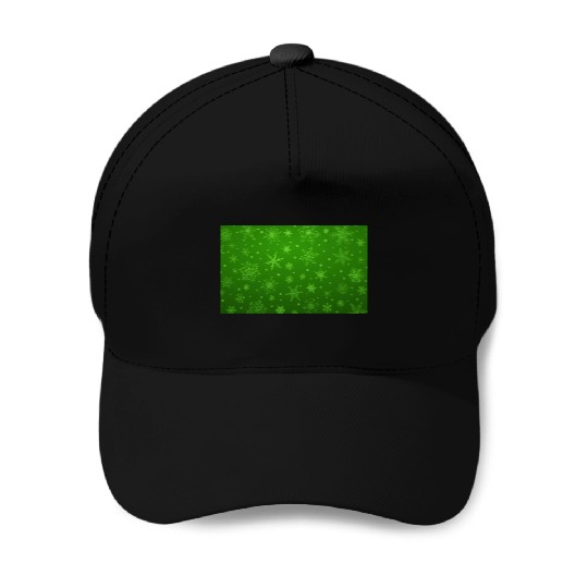 Abstract Green Snowflakes Pattern Baseball Caps