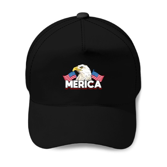 Merica Bald Eagle US Flag Independence Baseball Caps