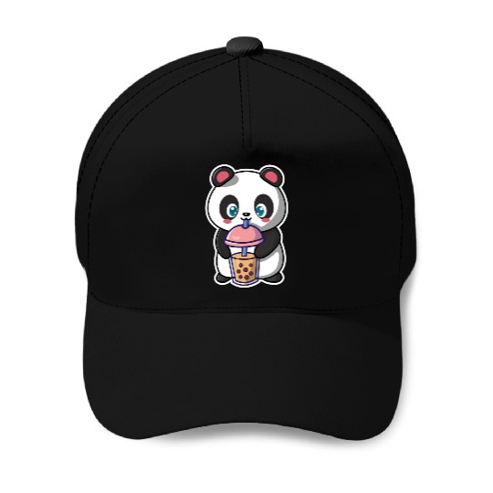 Panda Bear Boba Milk Tea Funny Bubble Tea Lovers Baseball Caps
