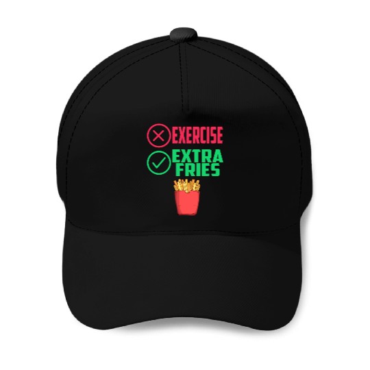 Exercise Extra Fries Chips Workout Gym Baseball Caps