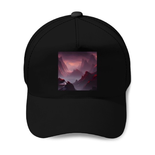 Red Mountains on a Alien Planet Baseball Caps