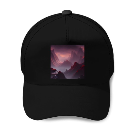 Red Mountains on a Alien Planet Baseball Caps