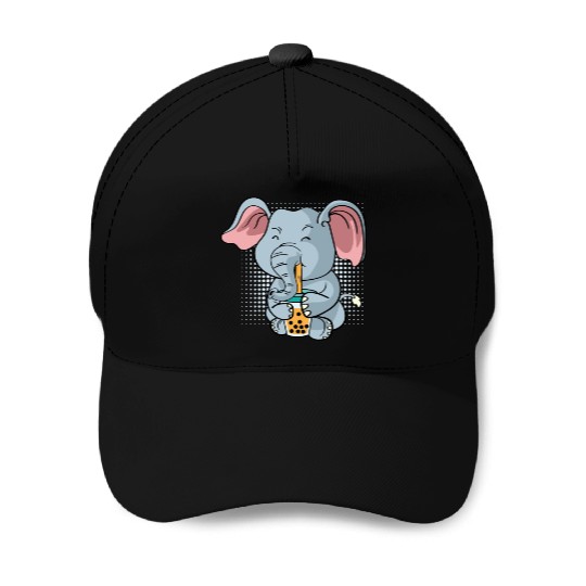 Elephant Bubble Tea Zookeeper Gift Baseball Caps