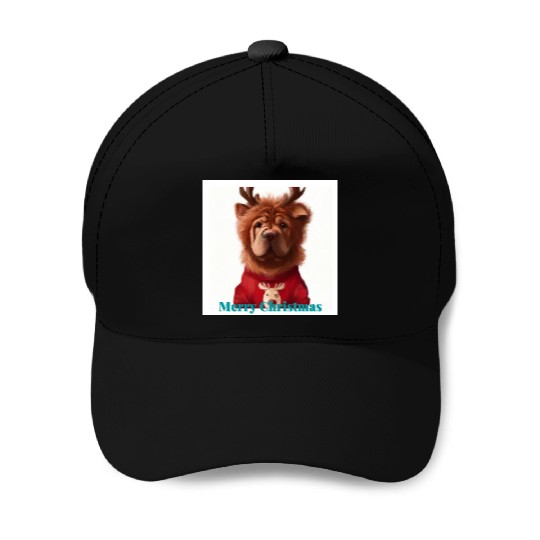 Sweet Chow Chow in a Christmas reindeer sweater. Baseball Caps