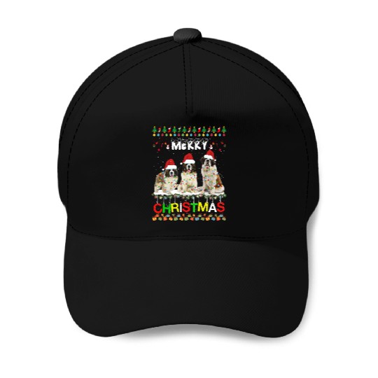Saint Bernard Christmas Tree Light Pajama Xmas Dog Baseball Caps