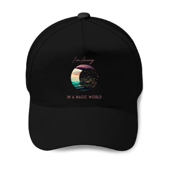 Magic Spiritual Desert Moon Water Lily Baseball Caps