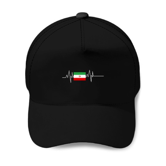 Iran Flag Heartbeat Baseball Caps