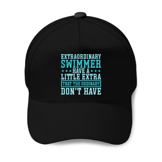 Swim Swimming Extraordinary Swimmer Have Little Baseball Caps