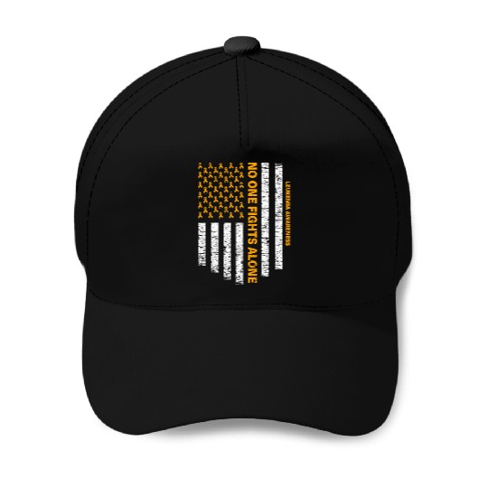 No One Fights Alone Usa Flag Leukemia Awareness Baseball Caps