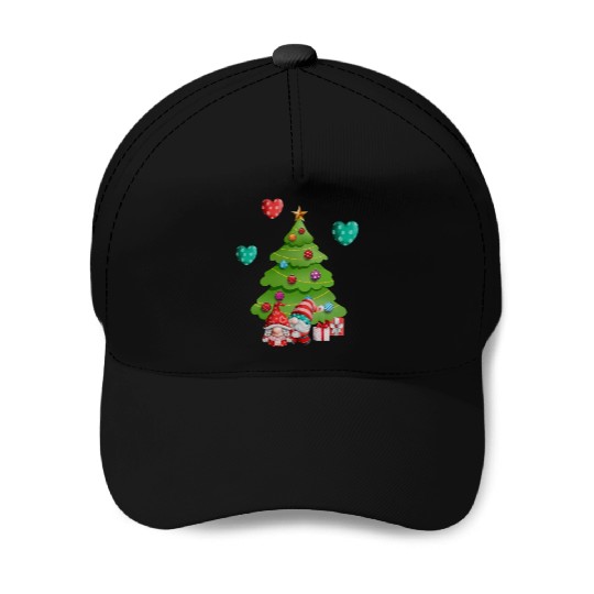 christmas is love, gnomes, christmas tree, love Baseball Caps
