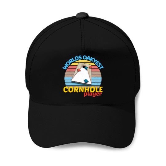 worlds oakyest cornhole player two Baseball Caps