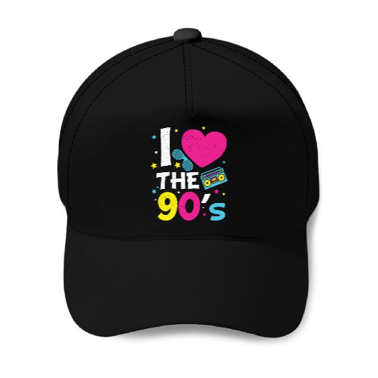 I Love the 90s Radio Cassette Tape Nostalgia Gifts Baseball Caps