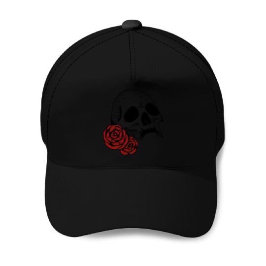 Skull with red Roses | Skull | Bones | Halloween Baseball Caps