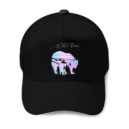 Winter stories Bear Trees Pastel Rainbow Baseball Caps